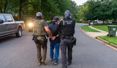 ERO officers apprehend an invidivual in northern Virginia during a Cross Check operation.