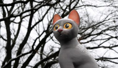 Star cat from 'Flow' sits by Freedom Monument in Rīga / Article