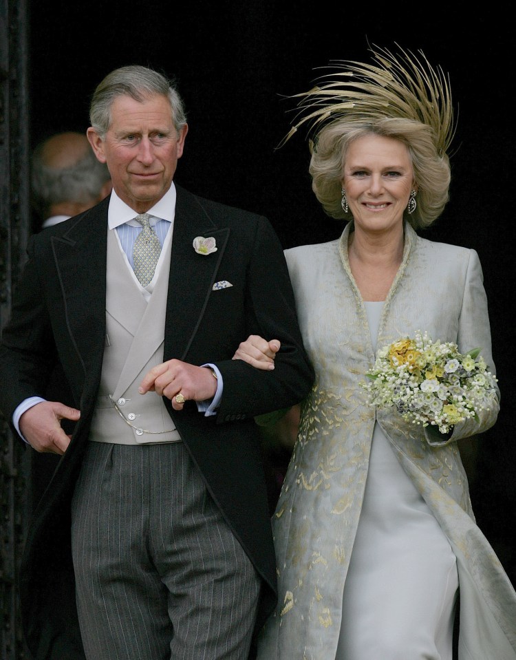 Prince Charles and Camilla, Duchess of Cornwall, leaving a wedding ceremony.