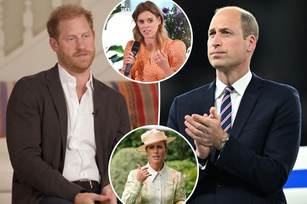 Prince William navigating crisis talks with Harry as Princess Beatrice, Zara Tindall step in: report
