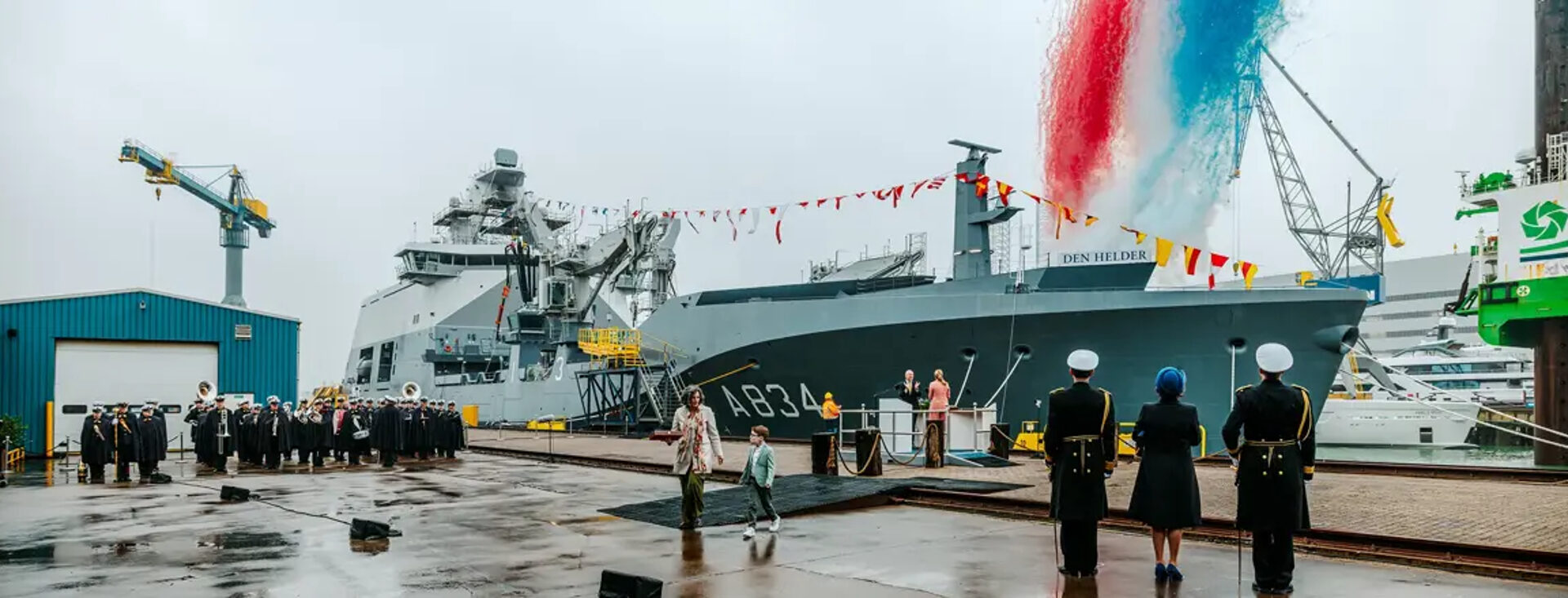 Dutch Crown Princess Catharina-Amalia christens HNLMS Den Helder (A834) Combat Support Ship