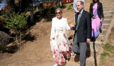 Prince Edward and Sophie hold hands during Nepal tour as they visit spot where late Queen and Prince Philip planted trees