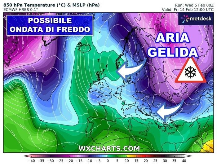Possibile ondata di gelo da San Valentino dapprima su Nord Europa, poi anche verso l'Italia
