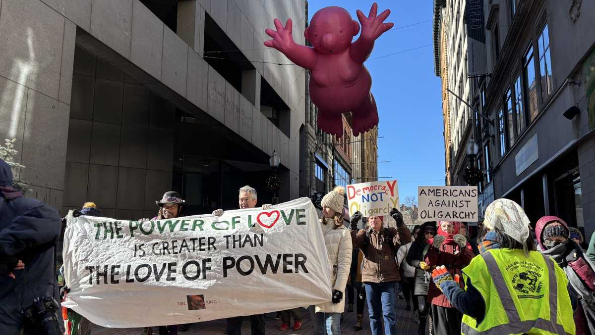 Hundreds of protesters gather in Boston to oppose Trump and Musk