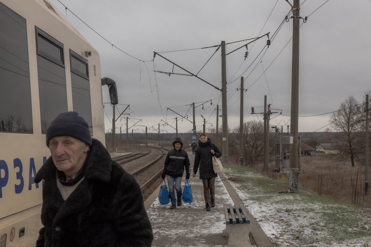 Train passengers in Ukraine