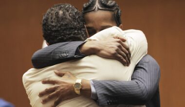 A$AP Rocky dives into Rihanna's arms as not guilty verdict is read at felony assault trial