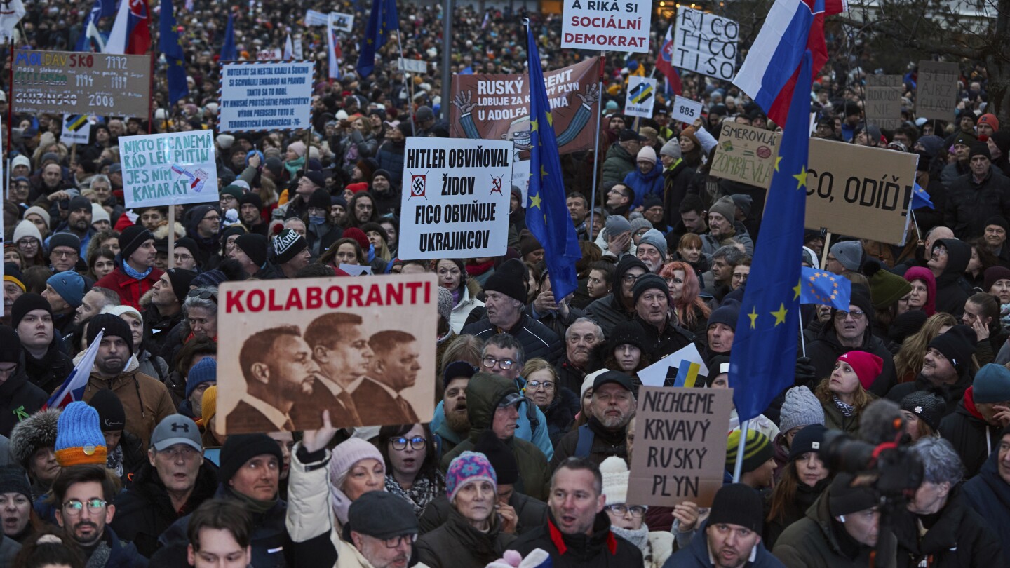 Slovakia protesters call on Fico to resign over government's pro-Russia policy shift