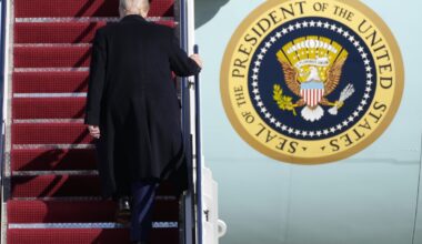 Trump tours Boeing plane to highlight aircraft maker's delay in delivering a new Air Force One