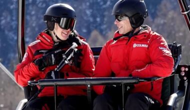 Edward and Sophie with their son James on a skiing holiday in St Moritz in Switzerland
