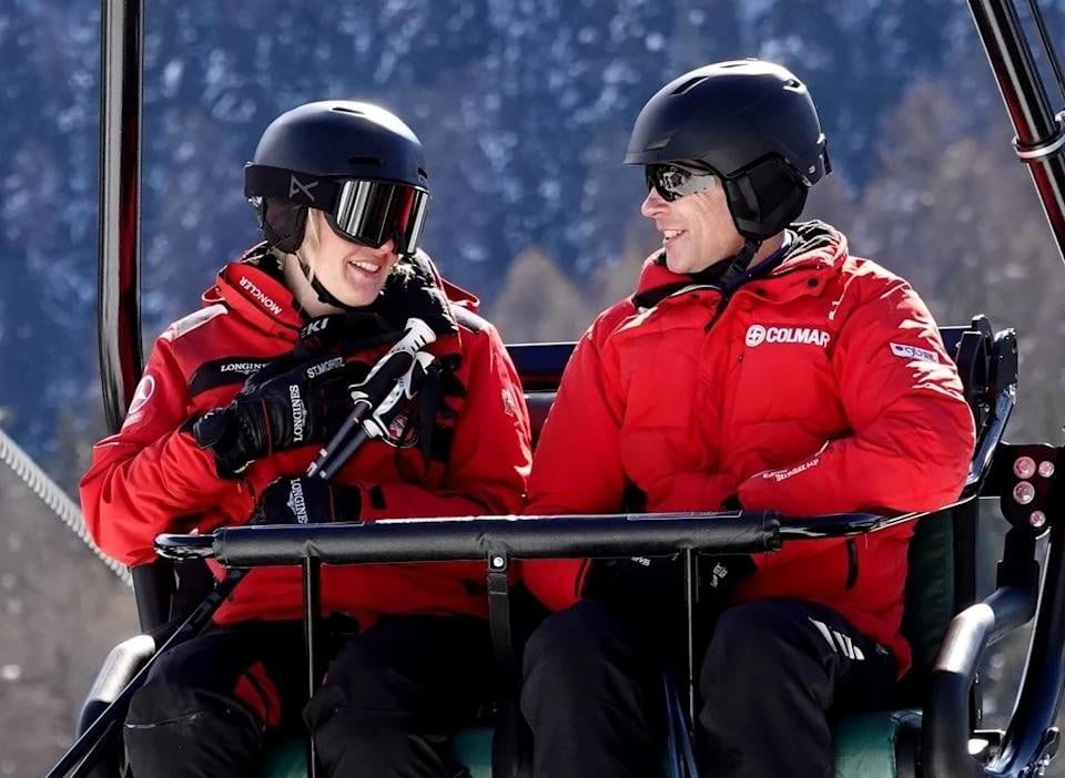Edward and Sophie with their son James on a skiing holiday in St Moritz in Switzerland