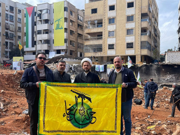 Ali al-Assadi at the site where Nasrallah was killed (Nujaba Movement Telegram channel, February 24, 2025).