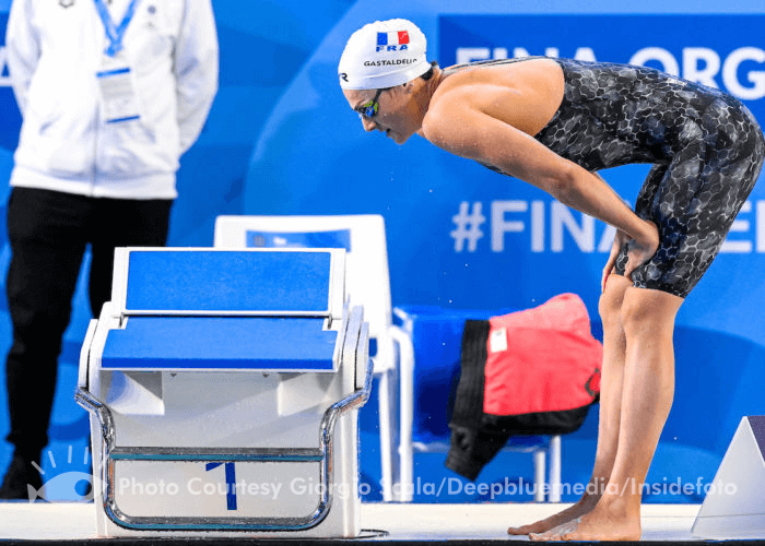 Beryl Gastaldello of France prepares to compete in the 50m Butterfly Women Final during the FINA Swimming Short Course World Championships at the Melbourne Sports and Aquatic Centre in Melbourne, Australia, December 14th, 2022. Photo Giorgio Scala / Deepbluemedia / Insidefoto