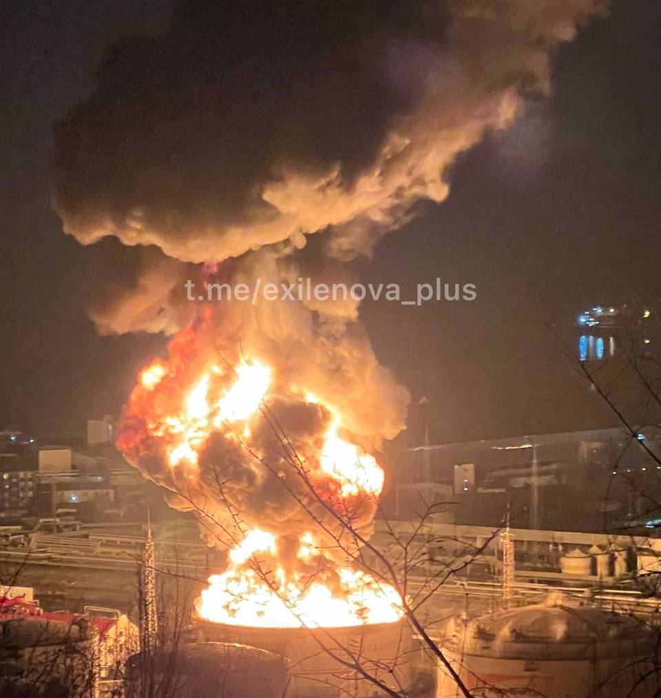 Telegram images showed parts of the refinery engulfed in flames