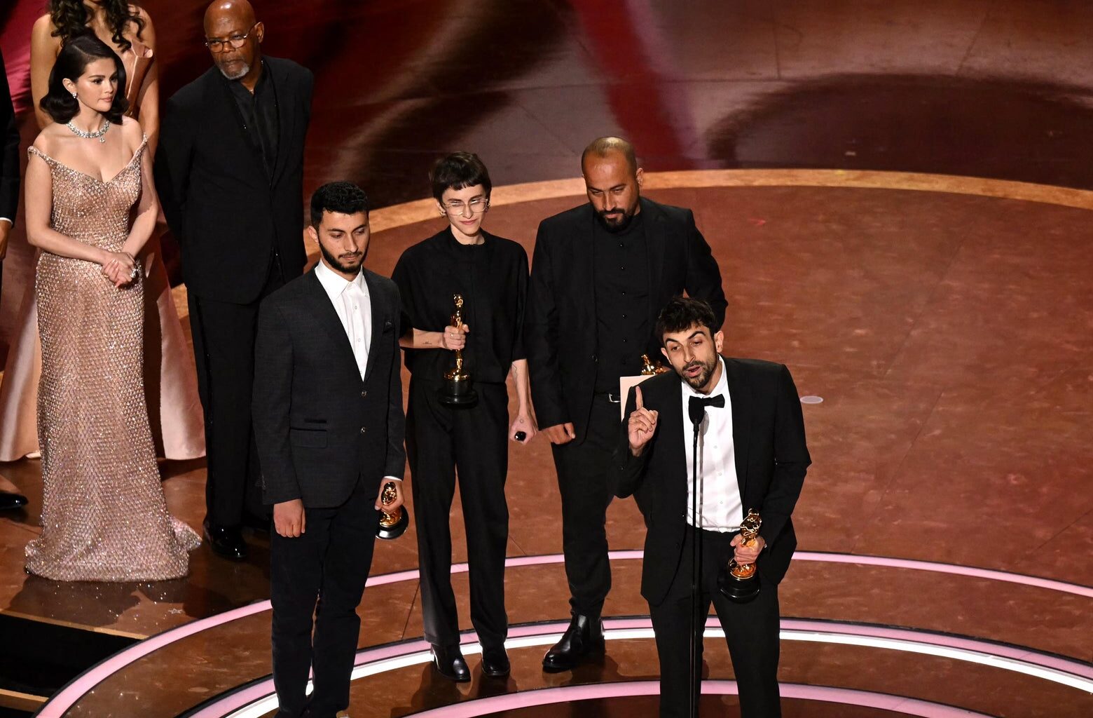 No Other Land’s directors gave the night’s one big political speech.