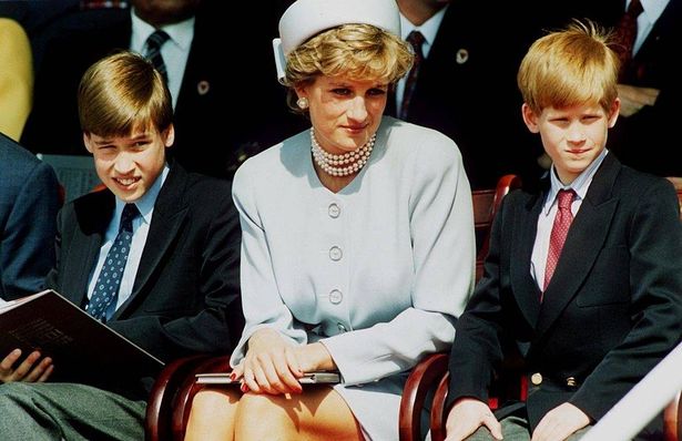 Diana with a young Prince William and Harry