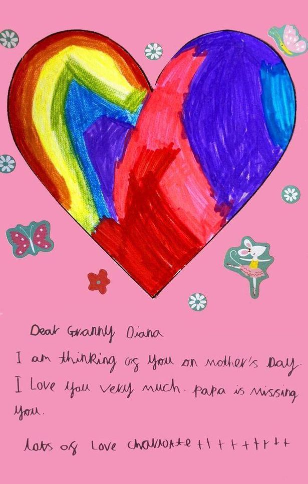 Princess Charlotte's card for 'granny diana'