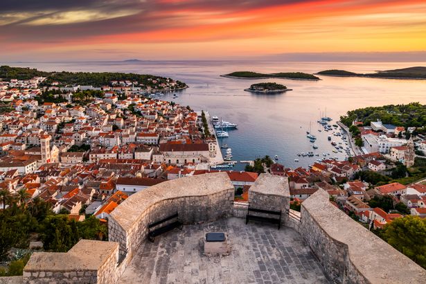 Image of Hvar town, overlooking the water from up high