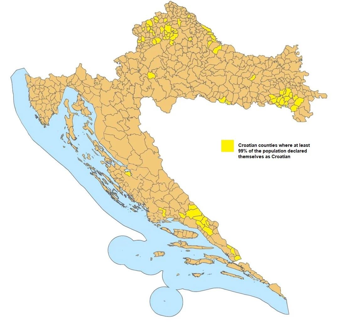 I made a few maps about the nationalities and religions in Croatia, according to the population census from 2021. Source: dzs.gov.hr