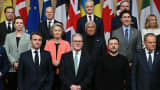 European leaders pose for a family photograph at Lancaster House during the European leaders' summit on March 2, 2025 in London, England. 