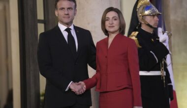 French President Macron meets Moldovan counterpart Maia Sandu for talks at the Elysee Palace