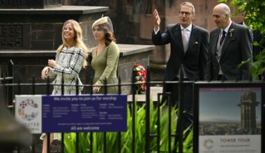 Gorgeous in green: Princess Eugenie is stunning as she joins guests in Cheshire for the Westminster wedding