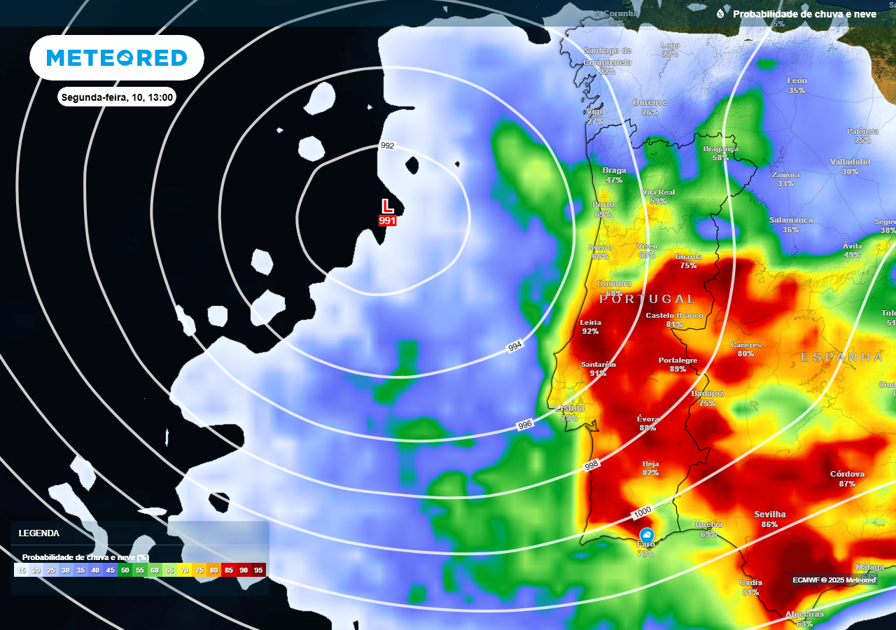 chuva, vento, neve e mar afetarão assim a sua região