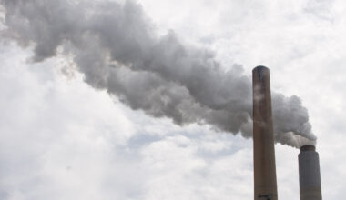 Power plant smokestack pollution