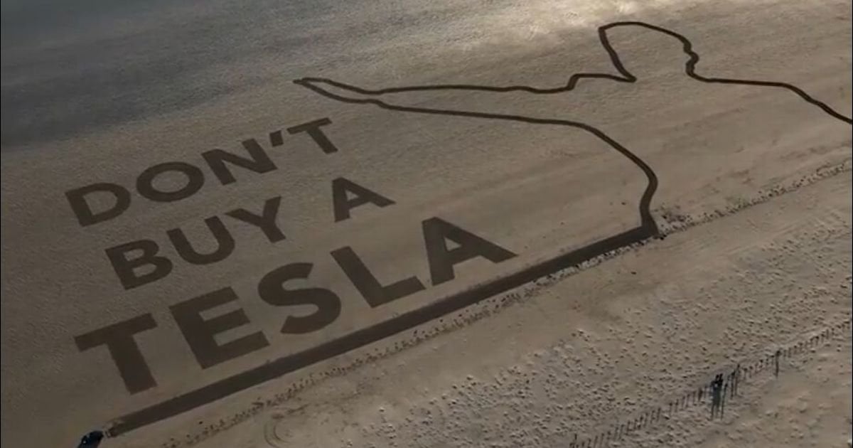 Welsh beach used for 'world's biggest anti-Elon Musk protest'