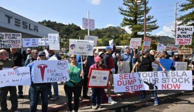 Marin Tesla dealership becomes regular protest hub