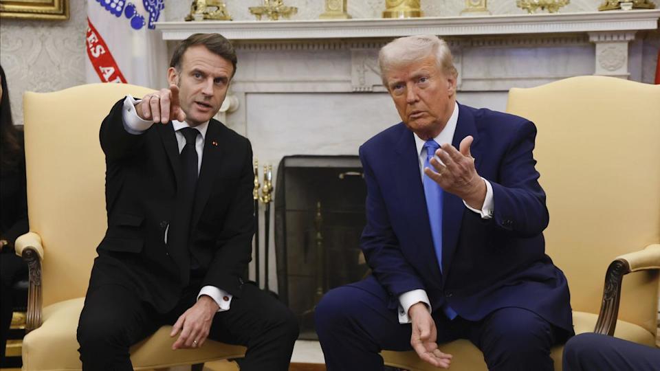 President Donald Trump, right, and France's President Emmanuel Macron