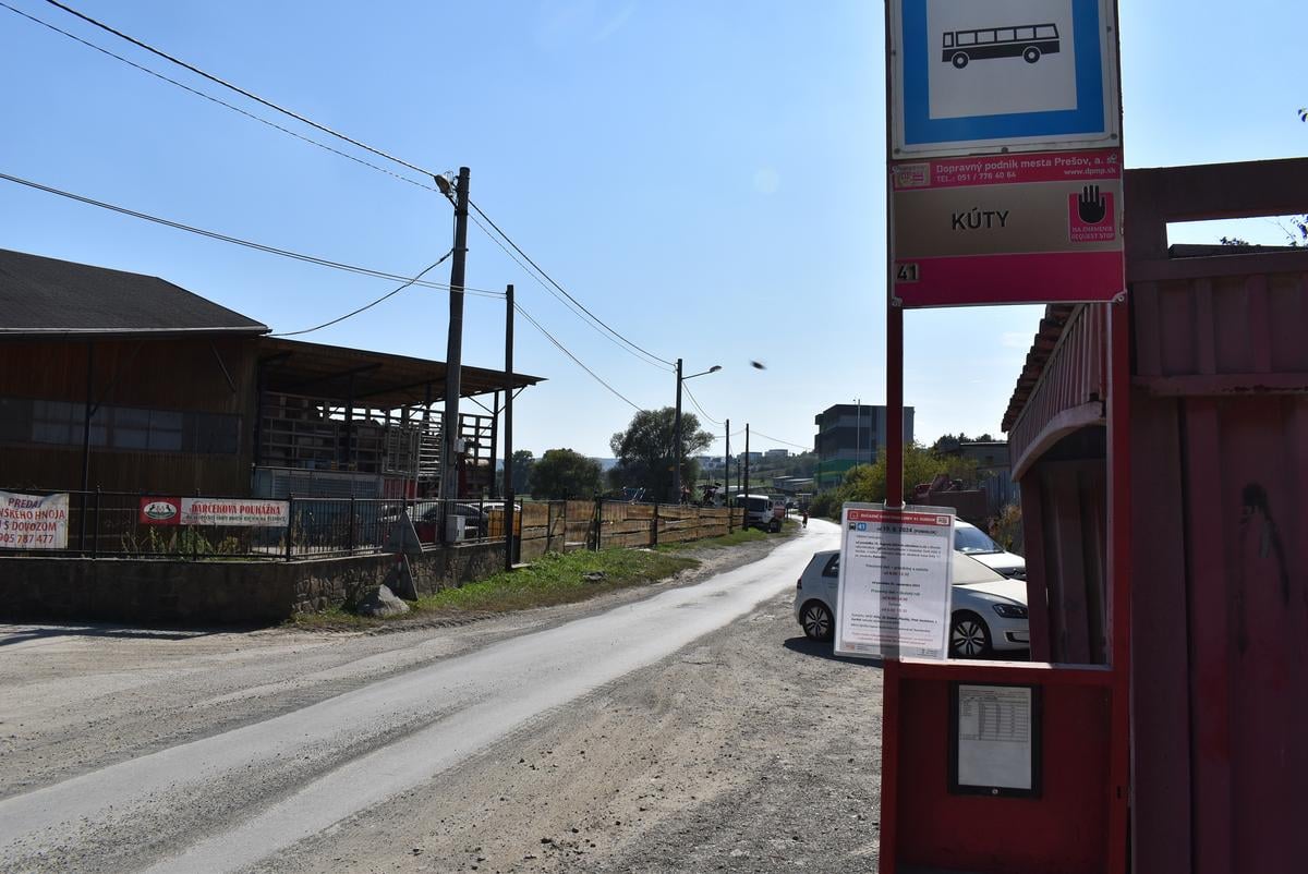 A bus stop in Kúty.
