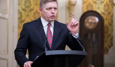 Prime Minister Robert Fico at a press briefing after a working lunch with EU and US ambassadors on Slovakia’s political situation, March 6, 2018, Bratislava.