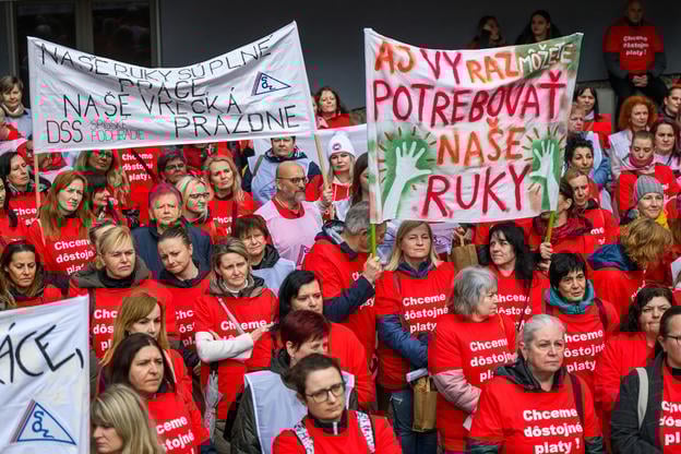 Protest of the Slovak Trade Union of Healthcare and Social Services in Bratislava on March 13, 2025