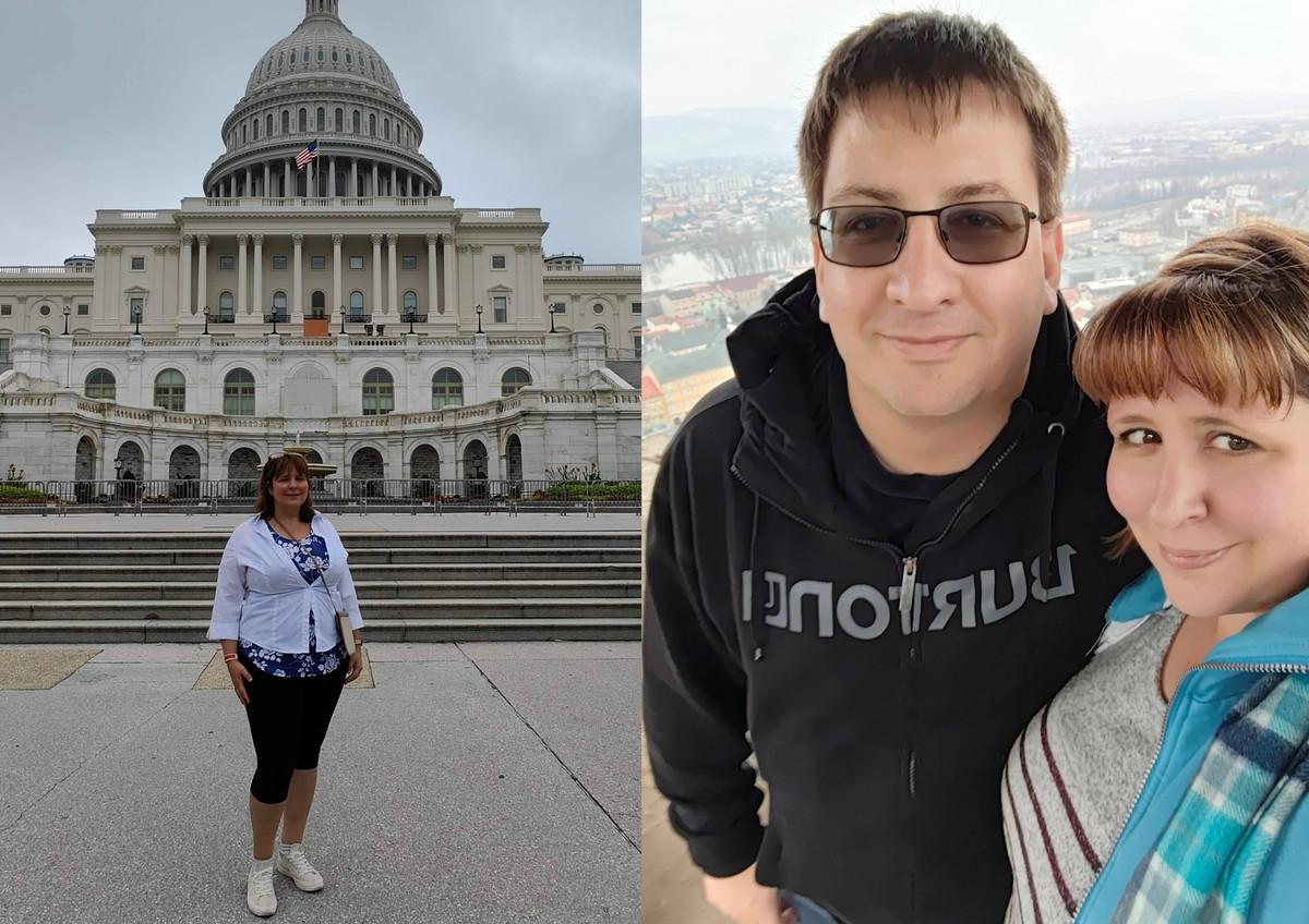U.S. Capitol in Washington, D.C./Andrea (Kovalak) Wulff with her husband in Trenčín, western Slovakia.