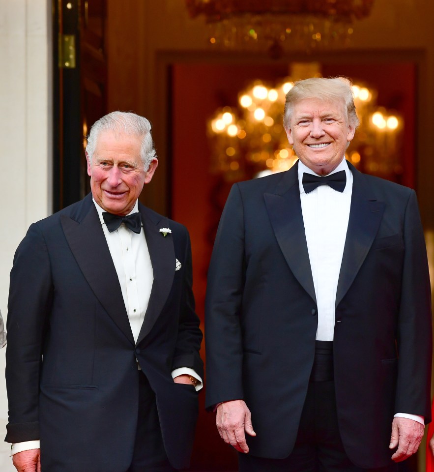 Prince Charles and Donald Trump in tuxedos.