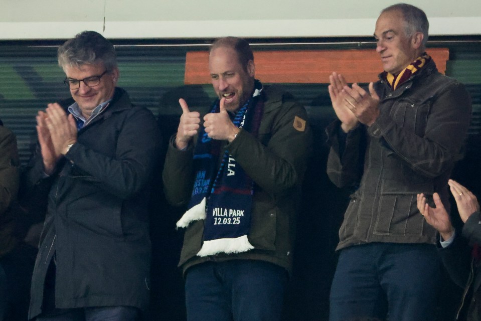 Prince William and friends at an Aston Villa soccer match.