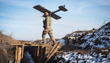 A drone operator of 3rd Assault Brigade is seen working at positions near the frontline in the direction of Borova,  rural settlement in Izium Raion, Kharkiv Oblast, Ukraine.