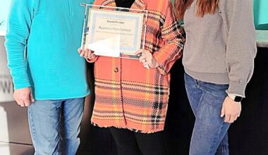 From left are Tim Sheehan, Watertown Area Chamber of Commerce president; Carrie Holden, Small Business Basics contest winner; and Kara Harders, SDSU Extension community vitality field specialist.