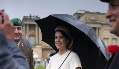 Princess Eugenie says she will support her family 'come rain or shine' after attending Buckingham Palace Garden Party with Prince William