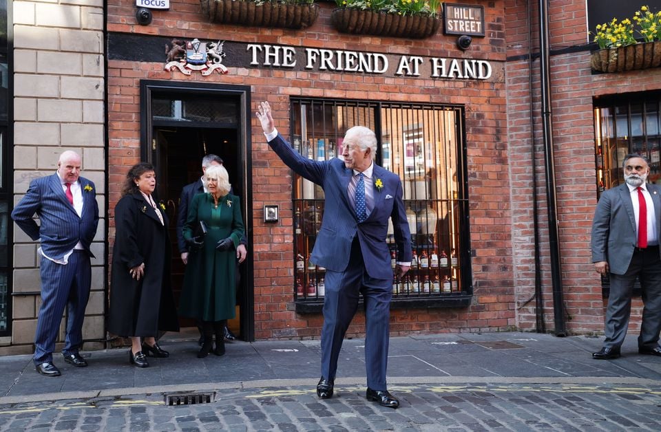 King Charles and Queen Camilla began their official visit to Northern Ireland. Their Majesties arrived in Northern Ireland, and visited Commercial Court, which was ranked as the most "attractive street" in Northern Ireland in 2022. Photo by Kelvin Boyes / Press Eye.