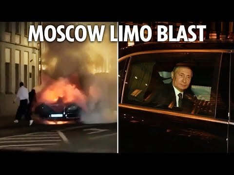 One of Putin' limos just blew up in Moscow!