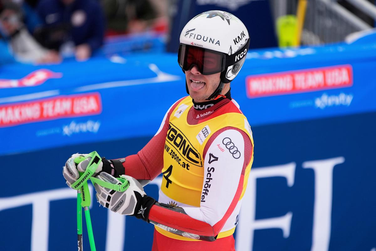 Austria's Lukas Feurstein wins 1st World Cup race in last super-G of season on new Sun Valley course