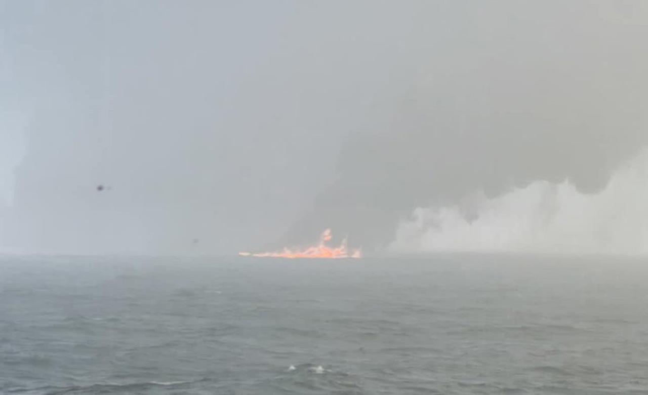 Handout photo of black smoke billowing into the air after a crash between an oil tanker and a cargo ship off the coast of East Yorkshire. Lifeboats and a coastguard helicopter were called to the collision in the Humber Estuary just before 10am, believed to involve a US-flagged tanker called the MV Stena Immaculate. The American tanker was at anchor, according to ship tracking tool Vesselfinder. So far 32 casualties have been brought ashore - but some crew members are yet to be accounted for, a port boss has said.  Issue date: Monday March 10, 2025. PA Photo. See PA story SEA Collision. Photo credit should read: Bartek Smialek/PA Wire 

NOTE TO EDITORS: This handout photo may only be used in for editorial reporting purposes for the contemporaneous illustration of events, things or the people in the image or facts mentioned in the caption. Reuse of the picture may require further permission from the copyright holder. 
