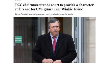 LCC chairman attends court to provide a character reference for UVF gunrunner Winkie Irvine