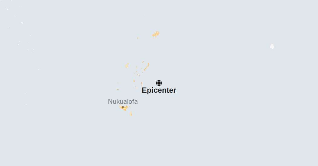 Map: 7.0-Magnitude Earthquake Near Tonga Promps Brief Tsunami Alert