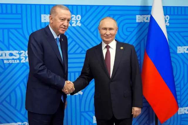 Erdogan y Putin se saludan con un apretón de manos