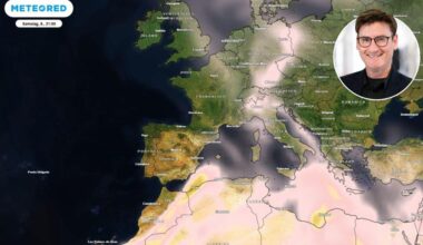 Die Karte zeigt eine Staubwolke über Deutschland.
