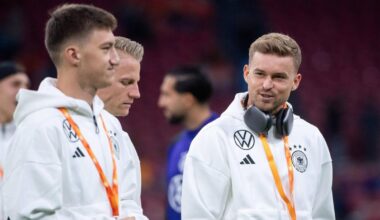 Angelo Stiller (l.) und Maximilian Mittelstädt (r.) stehen überraschend beide in der DFB-Startelf.