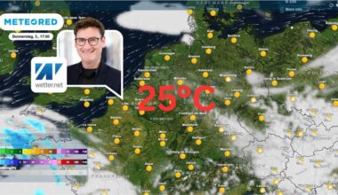 Wetterkarte zeigt das Hoch im Wochenverlauf. Kaum Regen.