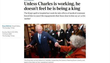 Unless Charles is working, he doesn’t feel he is being a king